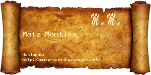 Matz Montika névjegykártya